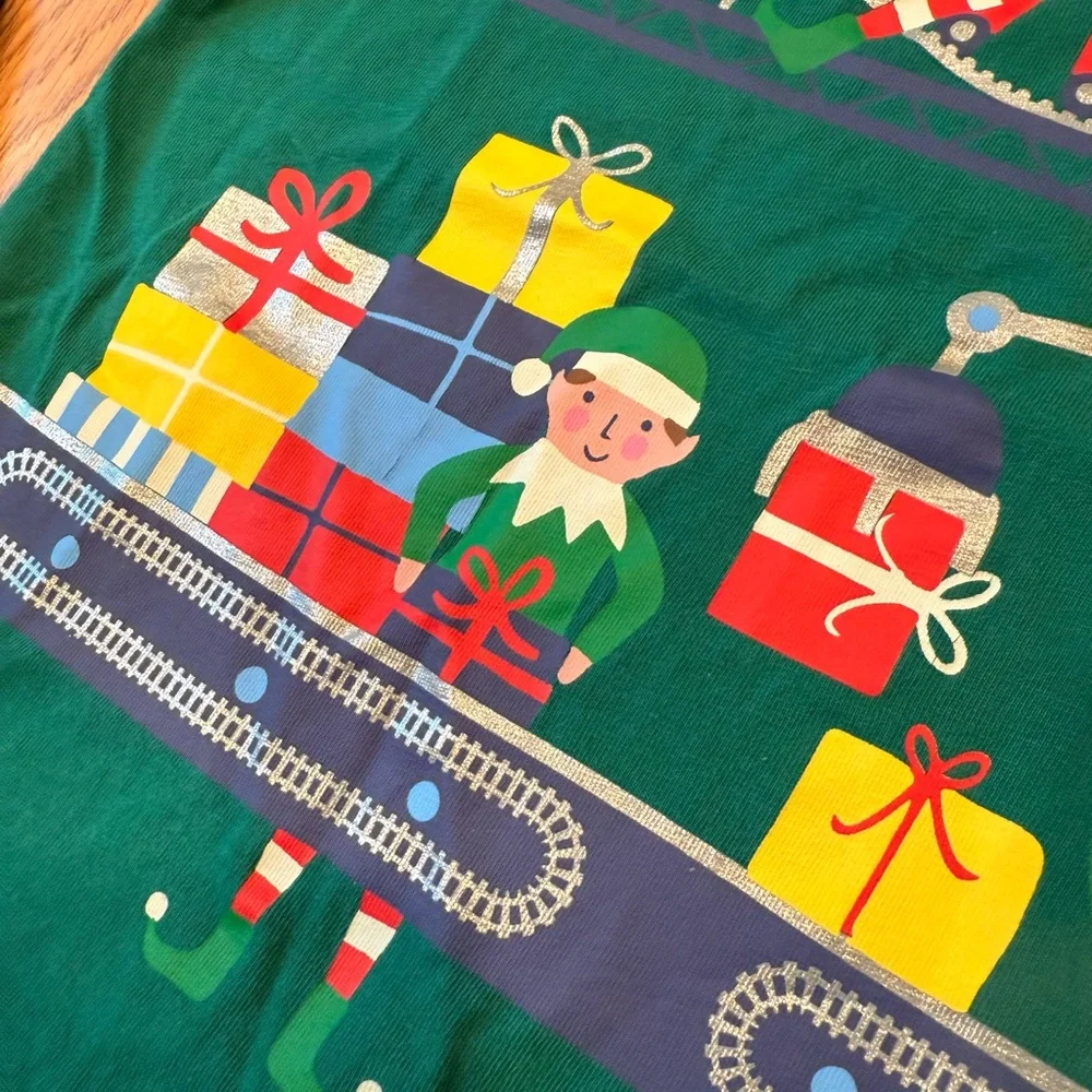 Mini Boden Festive Green Elf Kids Shirt 110cm 4-5 Kids Christmas - Picture 2 of 5